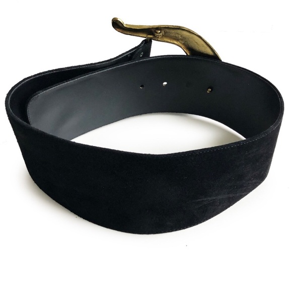 Black Belt with Gold Moon Buckle - Picture 5 of 8